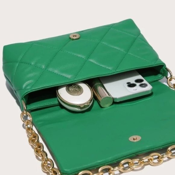 Designer Inspired Green Stud Detailed Purse - Picture 3 of 6